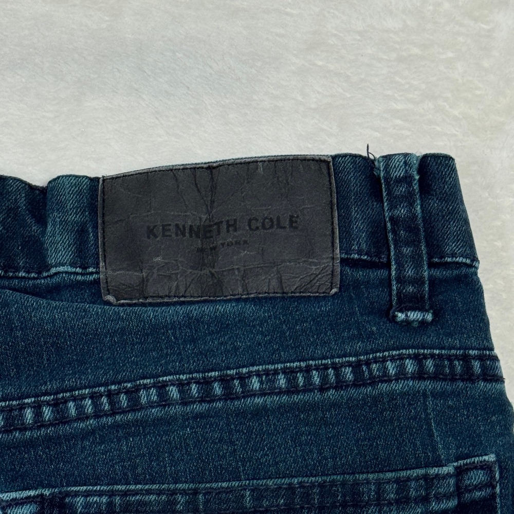 Kenneth Cole Jeans Mens 30x30 Blue Straight Leg Dark Wash Stretch Denim - Picture 10 of 13